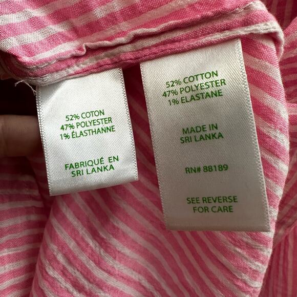 Lilly Pulitzer Pink White Striped Sea View Button Down Long Sleeve Shirt XL NEW - Picture 6 of 7